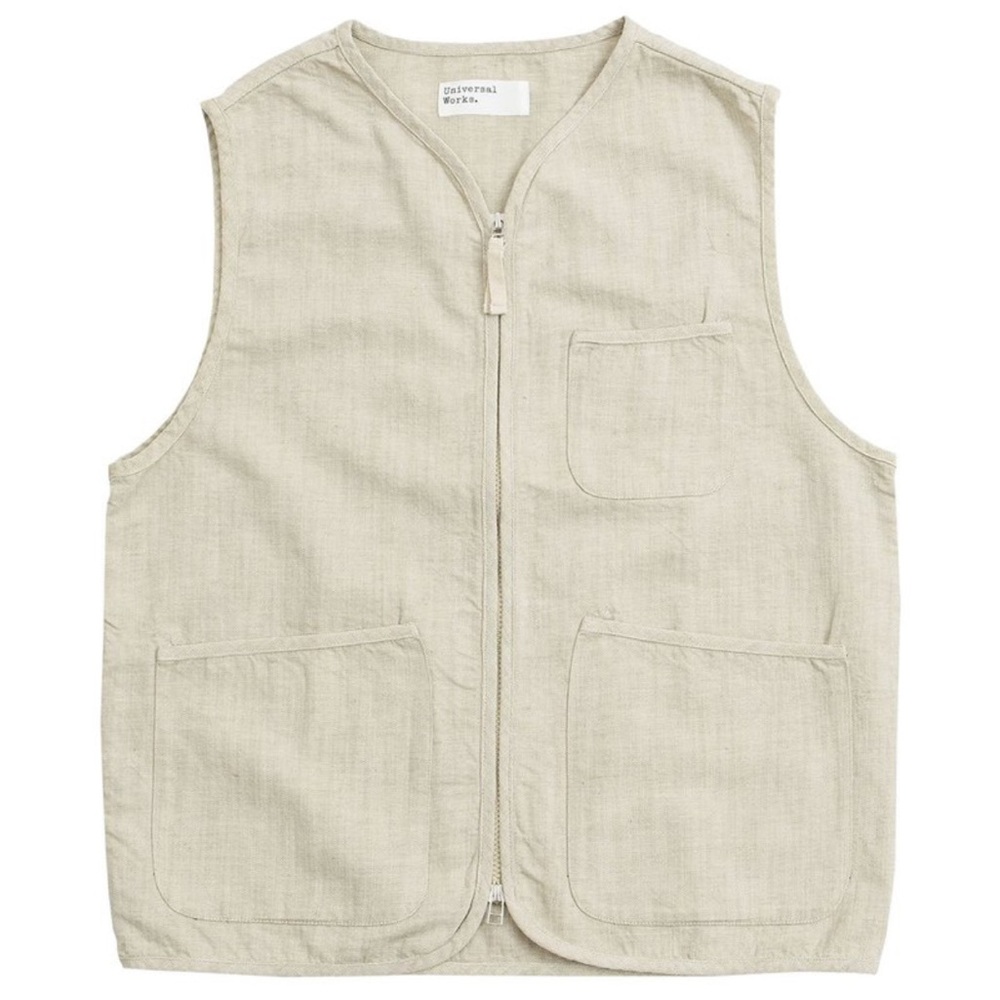 Universal Works The Zip Chore Waistcoat Linen Gilet Vest